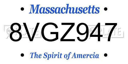 8VGZ947 Massachusetts License Plate