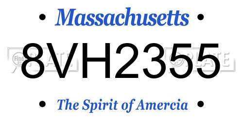 8VH2355 Massachusetts License Plate