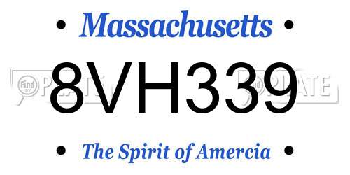 8VH339 Massachusetts License Plate