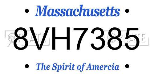 8VH7385 Massachusetts License Plate