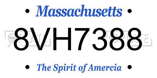 8VH7388 Massachusetts License Plate