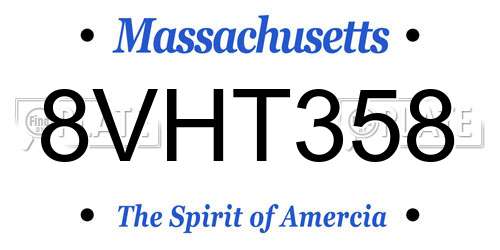 8VHT358 Massachusetts License Plate