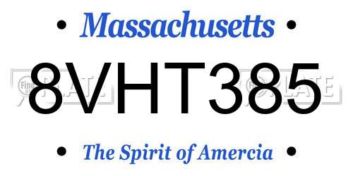8VHT385 Massachusetts License Plate