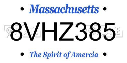 8VHZ385 Massachusetts License Plate