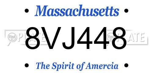 8VJ448 Massachusetts License Plate