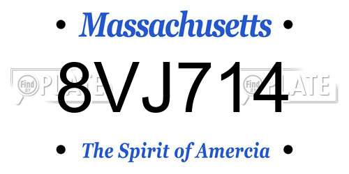 8VJ714 Massachusetts License Plate