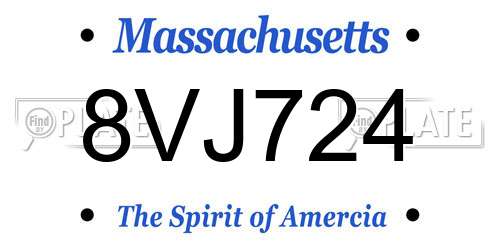 8VJ724 Massachusetts License Plate