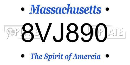 8VJ890 Massachusetts License Plate