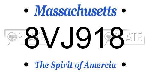 8VJ918 Massachusetts License Plate