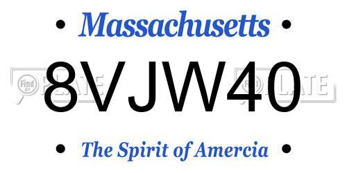 8VJW40 Massachusetts License Plate