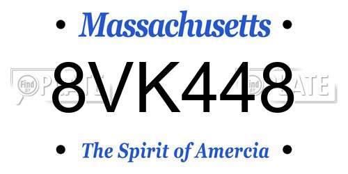 8VK448 Massachusetts License Plate