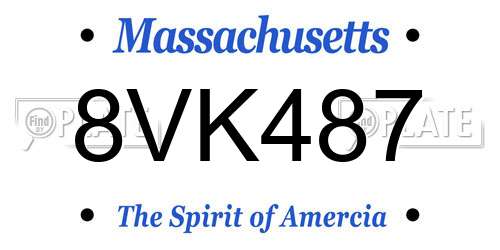 8VK487 Massachusetts License Plate