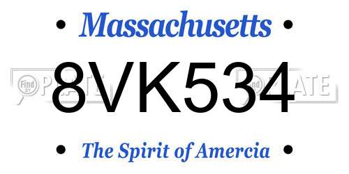 8VK534 Massachusetts License Plate