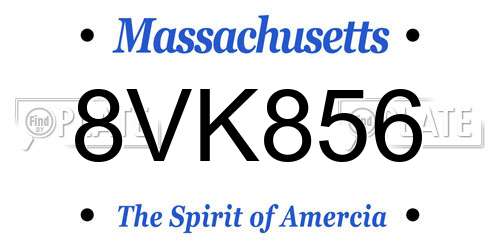 8VK856 Massachusetts License Plate