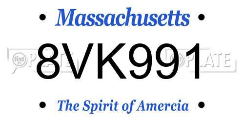 8VK991 Massachusetts License Plate