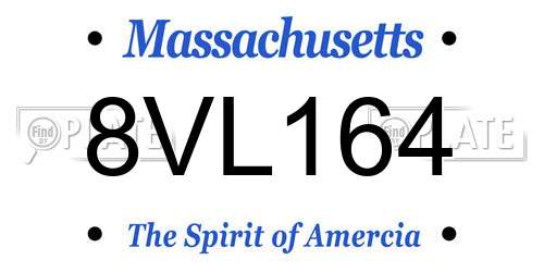 8VL164 Massachusetts License Plate