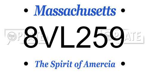 8VL259 Massachusetts License Plate