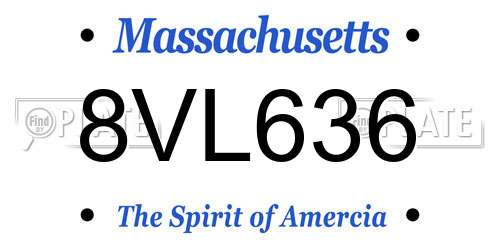 8VL636 Massachusetts License Plate