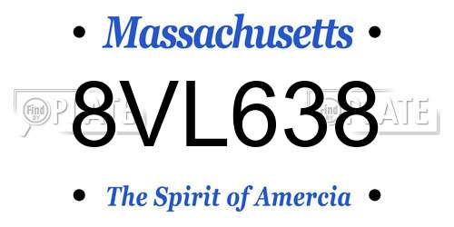 8VL638 Massachusetts License Plate