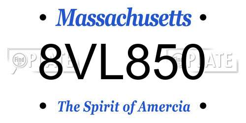 8VL850 Massachusetts License Plate