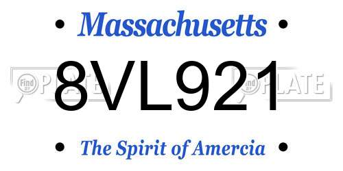 8VL921 Massachusetts License Plate