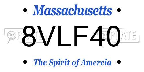 8VLF40 Massachusetts License Plate