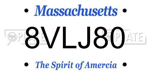 8VLJ80 Massachusetts License Plate