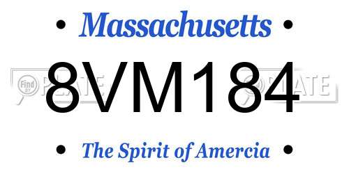 8VM184 Massachusetts License Plate
