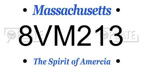 8VM213 Massachusetts License Plate