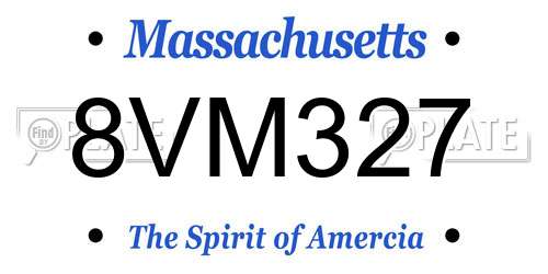 8VM327 Massachusetts License Plate