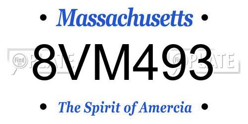 8VM493 Massachusetts License Plate