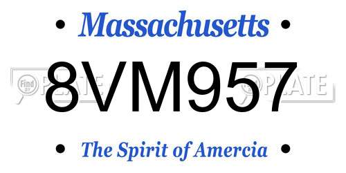 8VM957 Massachusetts License Plate