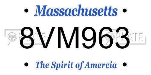 8VM963 Massachusetts License Plate