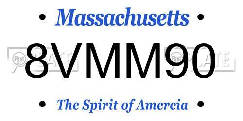 8VMM90 Massachusetts License Plate