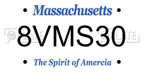 8VMS30 Massachusetts License Plate