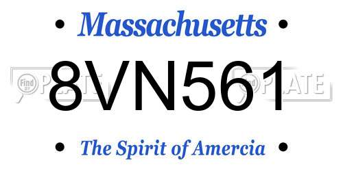 8VN561 Massachusetts License Plate