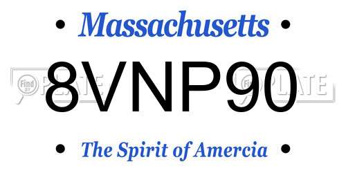 8VNP90 Massachusetts License Plate