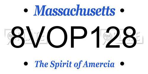 8VOP128 Massachusetts License Plate
