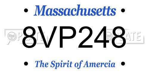 8VP248 Massachusetts License Plate