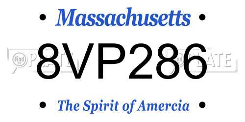 8VP286 Massachusetts License Plate