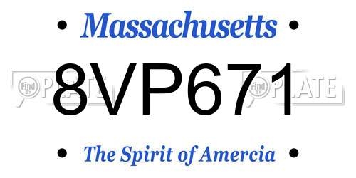 8VP671 Massachusetts License Plate