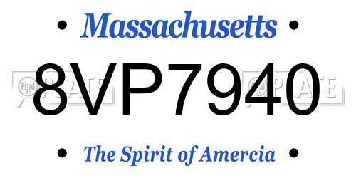8VP7940 Massachusetts License Plate