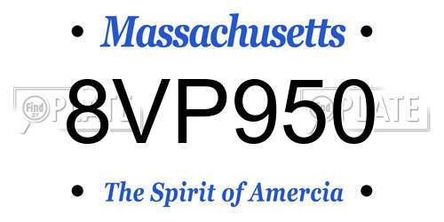 8VP950 Massachusetts License Plate