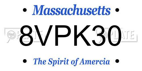 8VPK30 Massachusetts License Plate