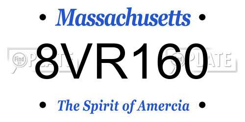 8VR160 Massachusetts License Plate