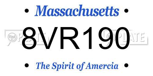 8VR190 Massachusetts License Plate