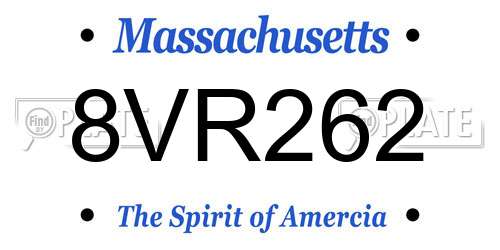 8VR262 Massachusetts License Plate
