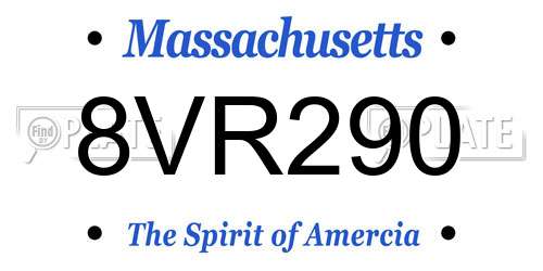 8VR290 Massachusetts License Plate