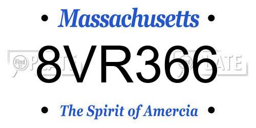 8VR366 Massachusetts License Plate