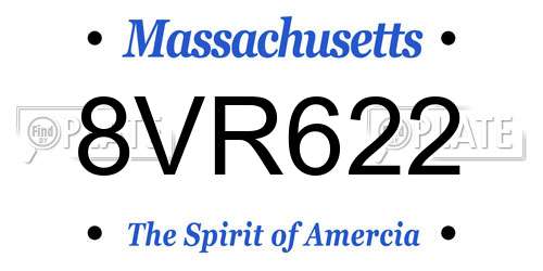 8VR622 Massachusetts License Plate